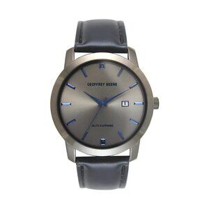 Geoffrey Beene Genuine Blue Sapphire Men's Watch Date GBB8219GU Gunmetal NEW BOX